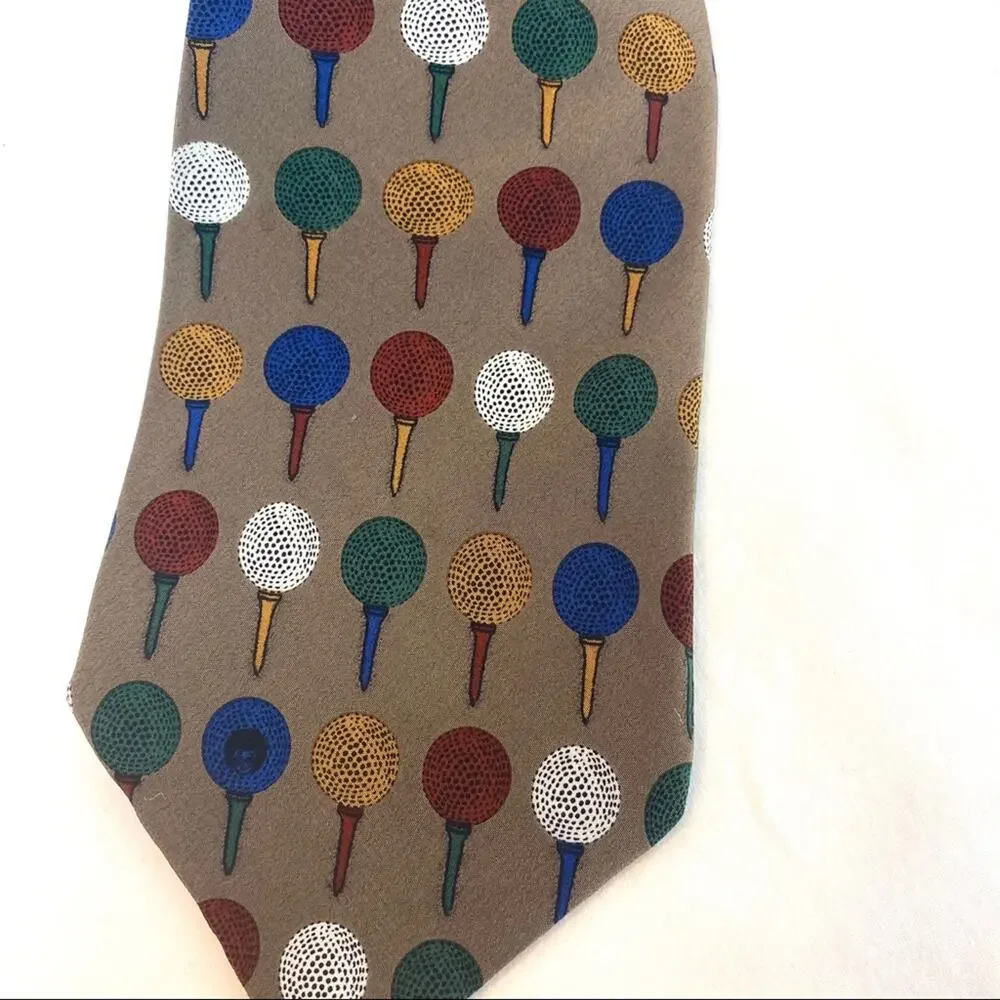 Vintage Vicky Davis Golf Ball Tees Silk Tie Made in USA